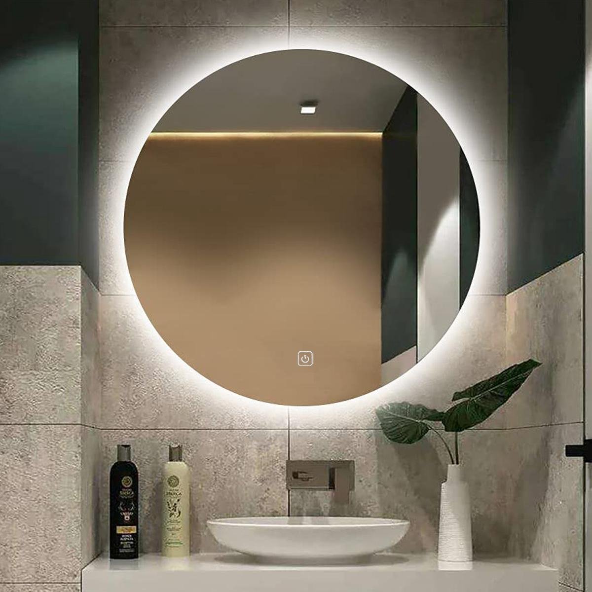 Badkamerspiegel met LED verlichting en verwarming - 3 LED-standen - Condensvrij - 100 x 100 CM - Ronde spiegel
