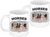 2x stuks dieren liefhebber paard mok 300 ml - kerramiek - cadeau beker / mok paarden liefhebber