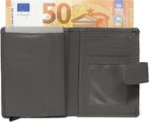 Miniwallet - Mini portemonnee - Grijs - Creditcardhouder - Pasjeshouder leer - Cardprotector