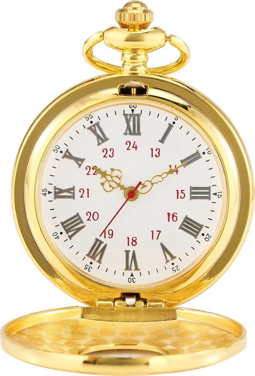 Zakhorloge Deluxe Quartz Goud - Pocket watch Met ketting - Quartz zakhorloge met Romeinse cijfers
