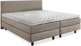 Beddenleeuw Boxspring Bed Mila - 120x200 - Incl. Hoofdbord + Matras - Lederlook Taupe (Skai)