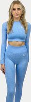 VANO WEAR Sportoutfit / fitness kleding set voor dames / fitness legging + sport top (Lichtblauw)