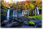 Shiraito waterval in de herfst, Japan - 90x60 Canvas Liggend -