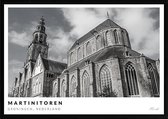 Poster Martinitoren Groningen - A2 - 42 x 59,4 cm - Inclusief lijst (Zwart Aluminium)