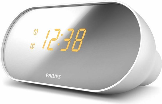 Philips wekkerradio klokradio spiegeleffect met battery back-up | bol.com