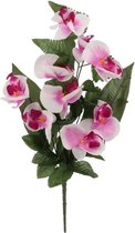 Gerimport Kunstplant Orchidee 15 X 10 X 55 Cm Groen/roze