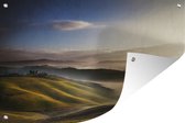 Muurdecoratie Toscane - Mist - Landschap - 180x120 cm - Tuinposter - Tuindoek - Buitenposter