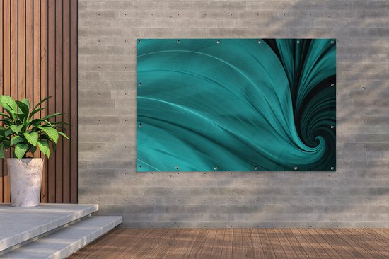 Fond aux couleurs d'une affiche de jardin plume de paon 180x120 cm - Toile de jardin / Toile d'extérieur / Peintures d'extérieur (décoration de jardin) XXL / Groot format!