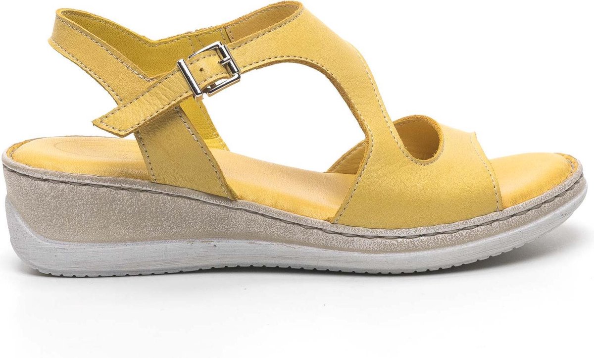 Comfortabele anatomische dames sandalen, handgemaakt, echt leer, kleur geel - Andrea taxi-maat 41