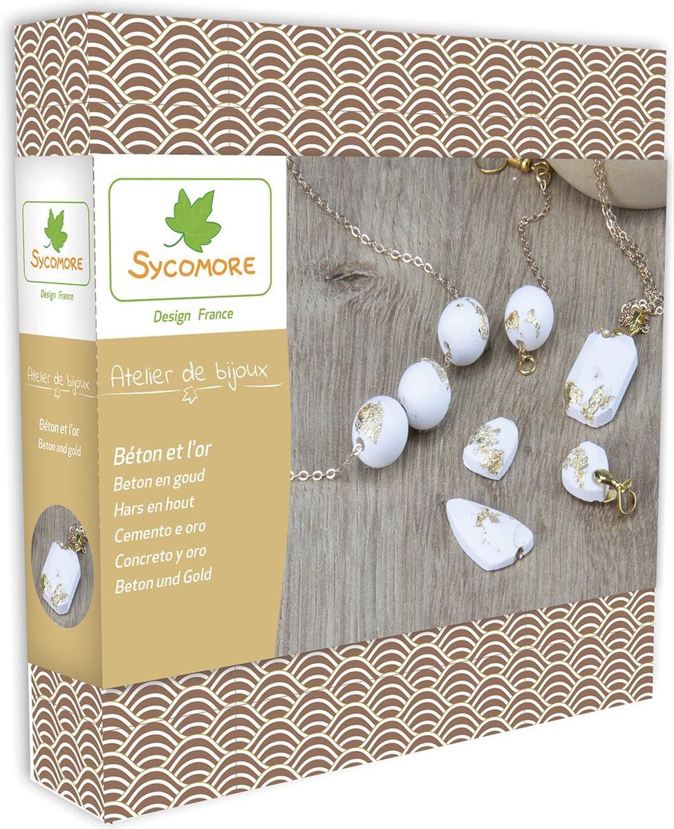 Sycomore sieraden knutselset beton en goudblad - creatief speelgoed.
