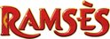 Rode letters 'RAMSES' met gouden rand en glitters.