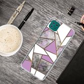 Voor Samsung Galaxy A22 5G abstracte marmeren patroon beschermhoes (ruit grijs paars)