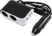 Haba 12V adapter - 12V naar 2 x 12Volt  en 3 x USB  - voor in 12 Volt auto aansteker