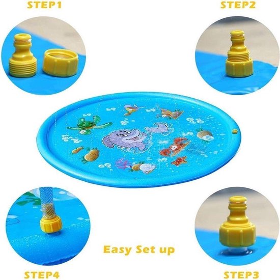 go2goshop Waterspeelmat 170 cm - Waterspeelgoed - Waterspel - Spelen met water - speelmat met fontein - Go2Goshop