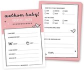 Babyshower invulkaarten roze | 20 stuks | baby voorspellingskaarten | meisje | Thuismusje