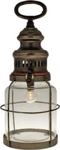 Tafellamp - industriële twist - luxueuze metalen stormlamp - Robuuste lamp met ledlicht - 2 AA-batterijen