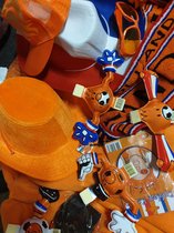 WK 2022 voetbal Oranje - poncho- hoed-juichcape- cap- bril -pruik- dwarll- kroon- krans -juich set pakket.