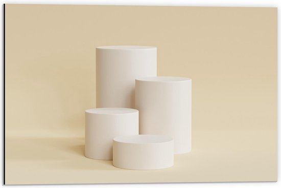 Dibond - Witte Plateaus op Verschillende Hoogtes - 60x40cm Foto op Aluminium (Met Ophangsysteem)