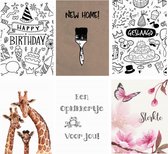 IZZLE Cards Wenskaarten - Mix voor alle gelegenheden - 6 stuks met enveloppen