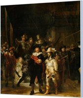 HalloFrame - Schilderij - De Nachtwacht Rembrandt Wand-beugels - Zwart - 140 X 140 Cm