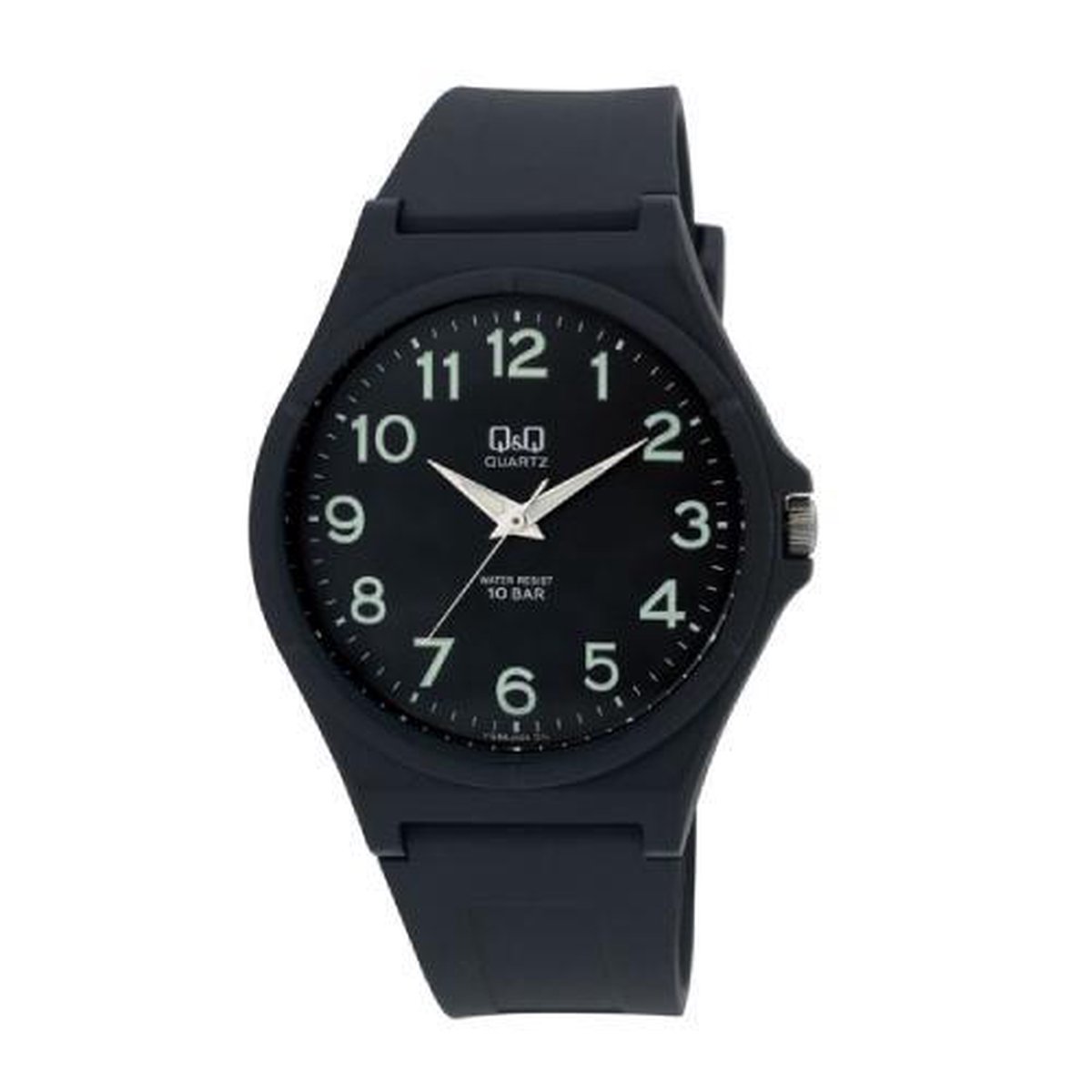 QQ VQ66J005Y - Horloge - Sport - Analoog - Unisex - Plastic band - Rond - Cijfers - Kunststof - Zwart