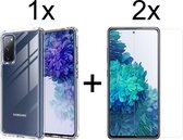 Samsung S20 FE Hoesje - Samsung Galaxy S20 FE hoesje transparant shock proof case hoes cover hoesjes - 2x samsung galaxy s20 fe screenprotector