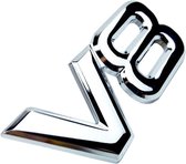 Luxe V8 Logo voor Auto - Accessoire - Velgen - Stuur - Interieur - Embleem Voor Motor & Kofferbak - Zilver