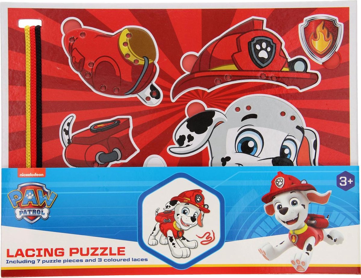 Paw Patrol Rijgveter Puzzel Inclusief 6 Puzzelstukjes en 3 Gekleurde Veters - 3+