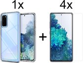 Samsung S20 FE Hoesje - Samsung Galaxy S20 FE hoesje transparant siliconen case hoes cover hoesjes - 4x samsung galaxy S20 fe screenprotector