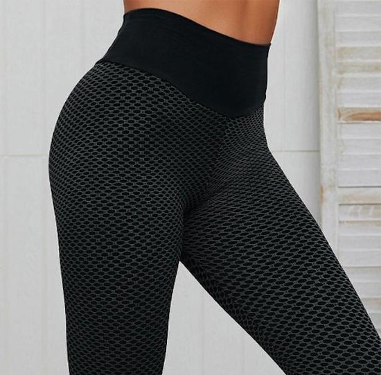 CHIBAA Zwart Sport Legging Small| TikTok Legging - Dames |Butt lifting |TikTok broek |TikTok Yogapants - Grijs/wit |Fitness - Sporten | van Chibaa — afbeelding 3