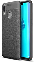 Litchi Texture TPU schokbestendig hoesje voor Huawei Y9 (2019) (zwart)