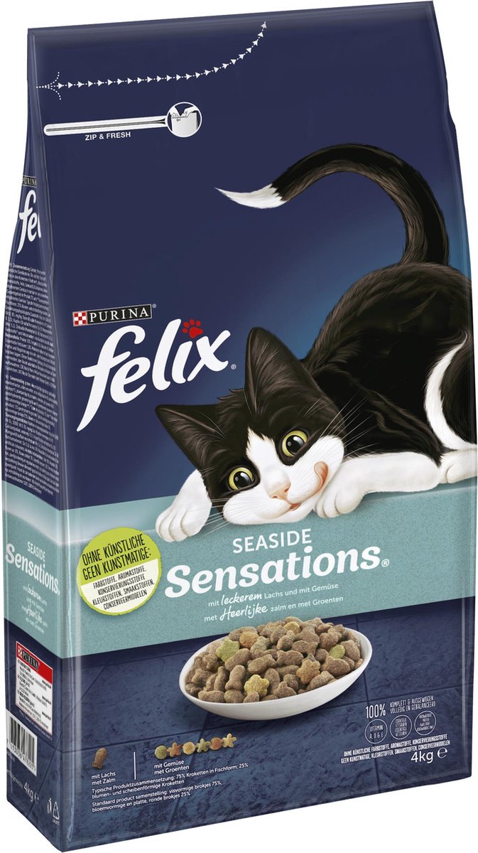 Felix Seaside Sensations - Katten droogvoer - Zalm, Koolvis &groenten - 4kg - FELIX