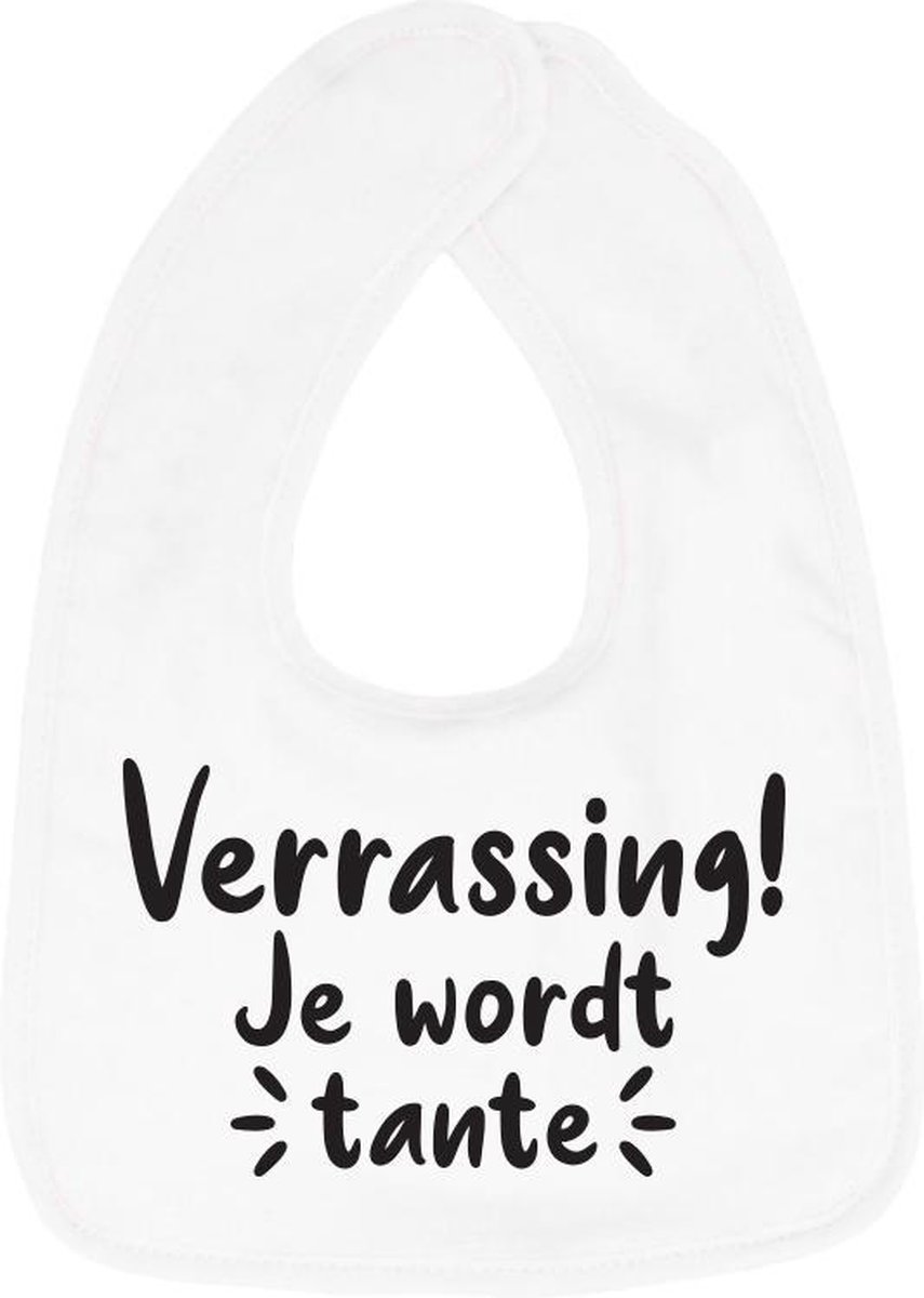 Goedkoopste Hospitrix Slabbetje met tekst Verrassing! Je wordt tante! Wit - Cadeau Zwangerschap - Baby Kwijldoek - Kwijllap - Morslap - Bavette - Bekendmaking - Aankondiging - Aanstaande Moeder - Moederdag