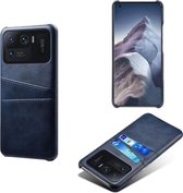 Xiaomi Mi 11 Ultra hoesje - MobyDefend Lederen Backcover Met Vakjes Voor Pasjes - Blauw - GSM Hoesje - Telefoonhoesje Geschikt Voor: Xiaomi Mi 11 Ultra