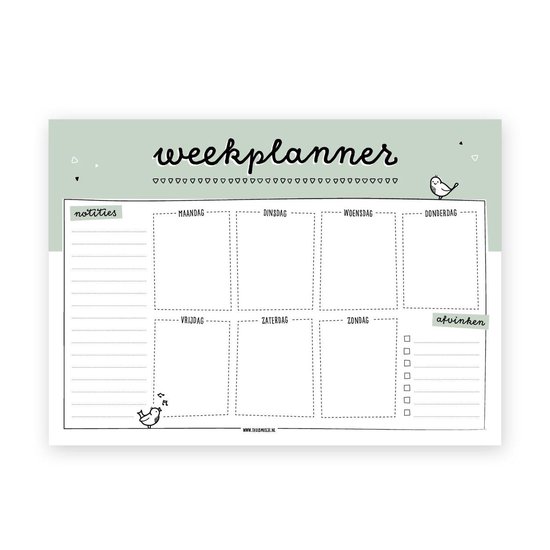 gemeenschap regisseur Terugroepen Weekplanner | notitieblok A4 | familieplanner | werkplanner | Thuismusje |  bol.com