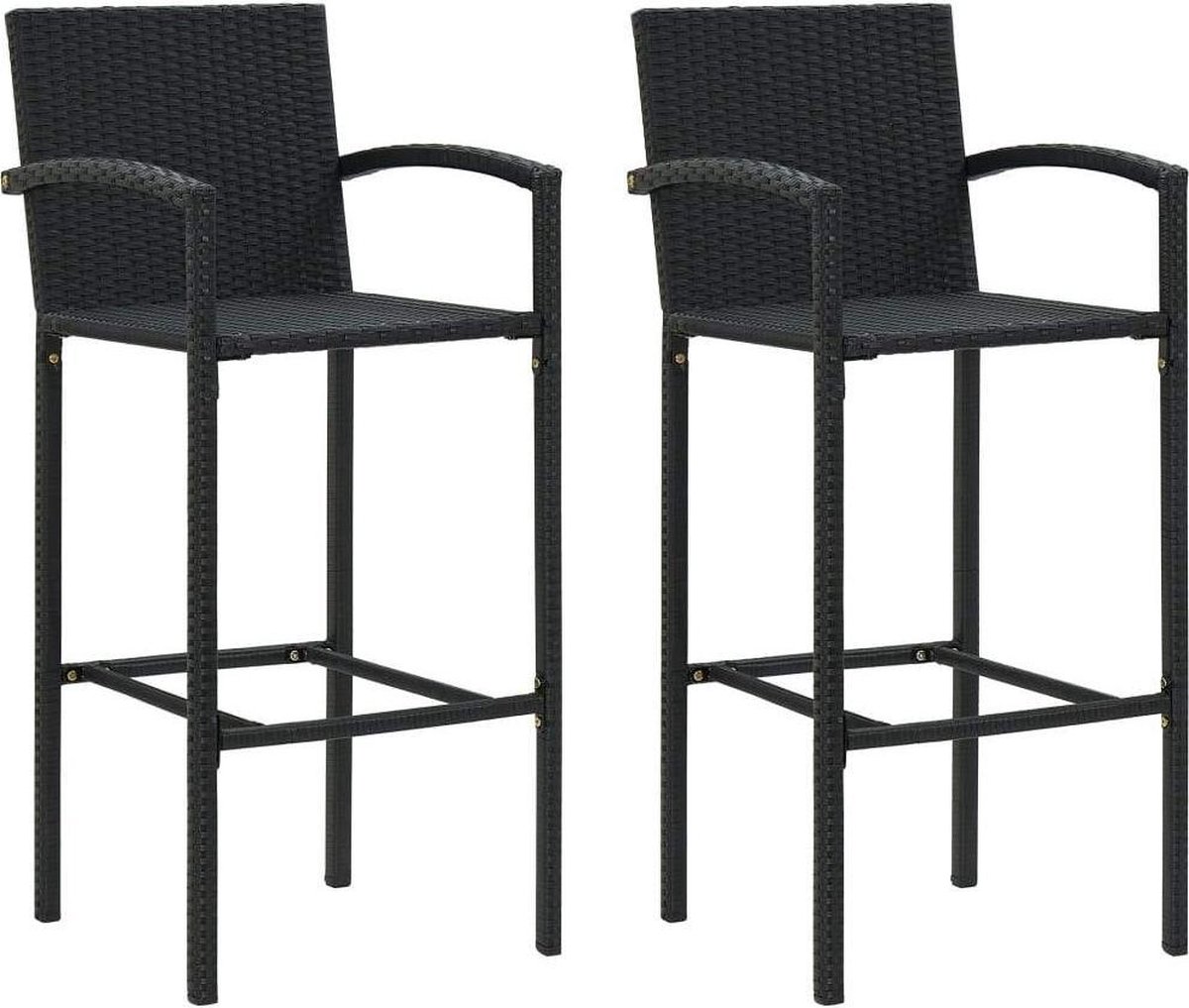 Medina Barkrukken 2 st poly rattan zwart