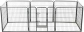 Medina Hondenren met 8 panelen 80x80 cm staal zwart
