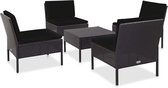 Medina 5-delige Loungeset met kussens poly rattan zwart