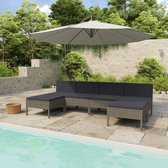 Medina 6-delige Loungeset met kussens poly rattan grijs