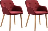 Medina Eetkamerstoelen 2 st stof en massief eikenhout wijnrood