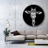 KEK Original - Dieren Giraf - wanddecoratie - 40 cm diameter - muurdecoratie - Dibond 3mm -  schilderij - Zwart/Wit - muurcirkel