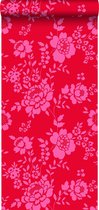 ESTAhome behang bloemen rood en roze - 115724 - 53 cm x 10,05 m