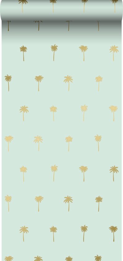 De kamer schoonmaken fundament echo ESTAhome behangpapier palmbomen mintgroen en goud - 139159 - 0,53 x 10,05 m  | bol.com