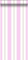 ESTAhome behang strepen roze en bruin - 136412 - 53 cm x 10,05 m