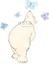 ESTAhome fotobehang een grote beer beige, blauw en paars - 157321 - 139,5 cm x 270 cm