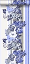ESTAhome behang vintage bloemen delfts blauw - 138116 - 53 cm x 10,05 m