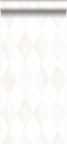 Origin behang wieberruit-motief licht crème beige en mat wit - 337216 - 53 cm x 10,05 m