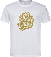 Wit T-shirt met  " No Limits " print Goud size S