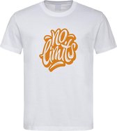 Wit T-shirt met  " No Limits " print Oranje size L