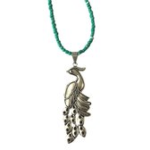 ketting- Pauw -zilverkleur-Charme Bijoux